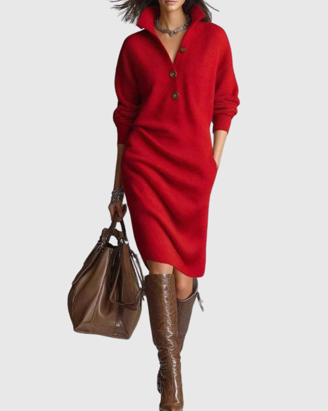 Arianell | Warm Knit Midi Dress, Elegant and Comfortable