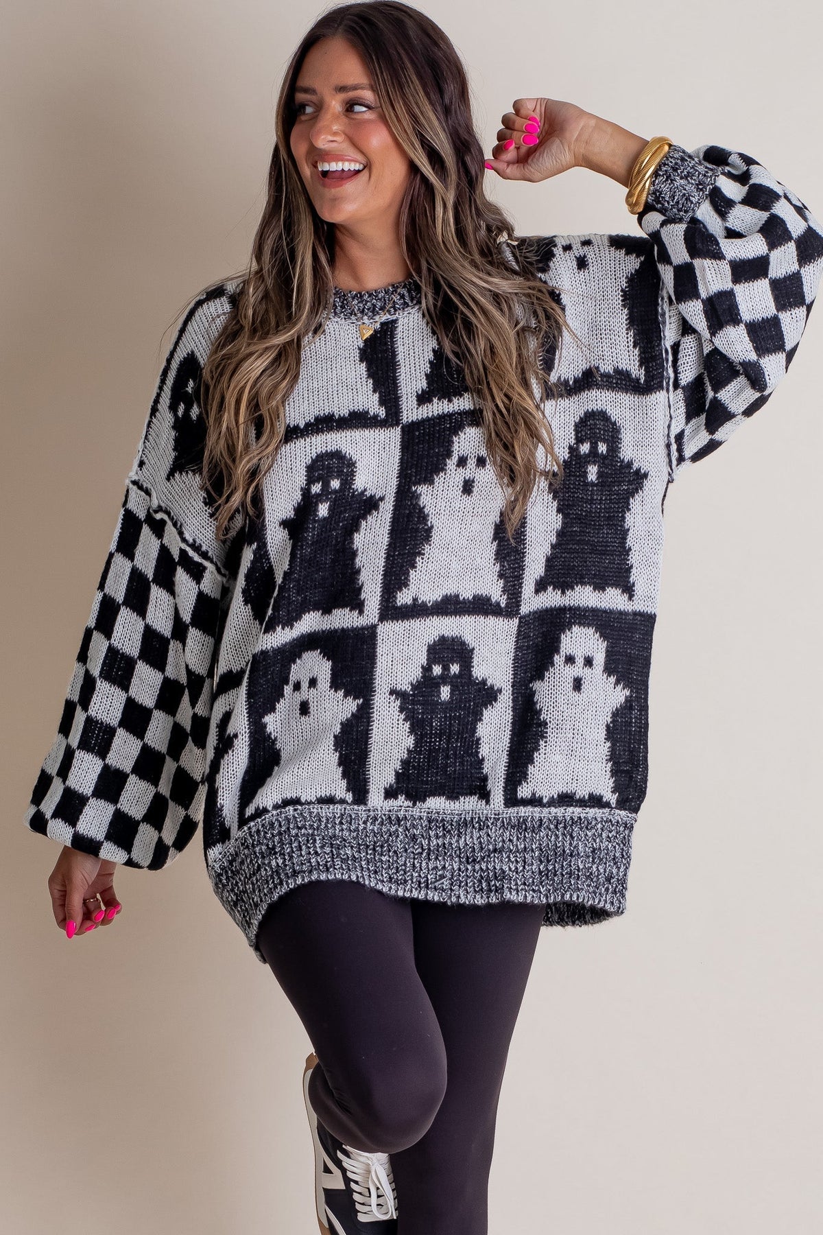 Spooky Season Checkered Sweater