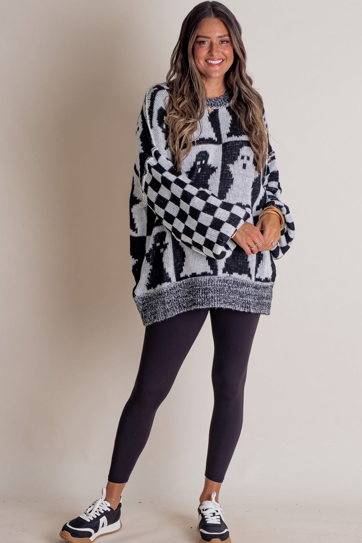 Spooky Season Checkered Sweater