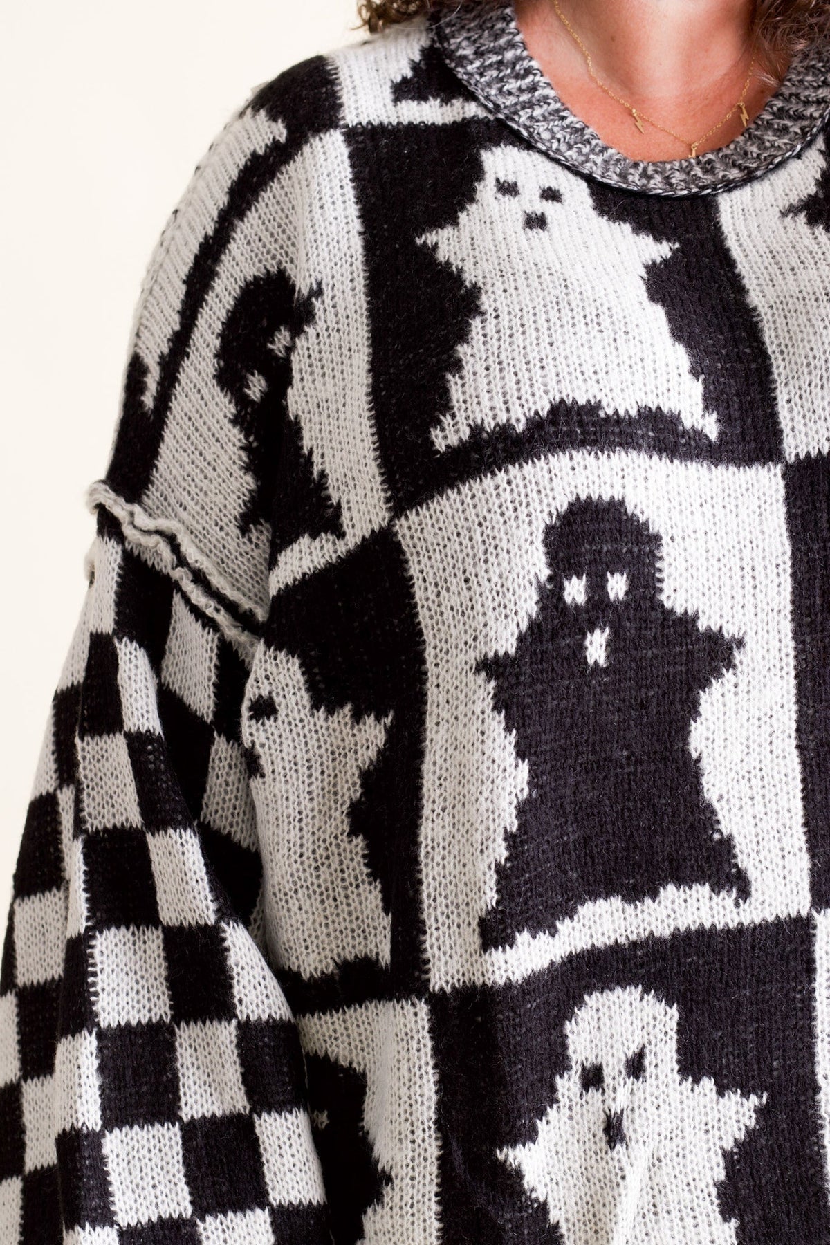 Spooky Season Checkered Sweater