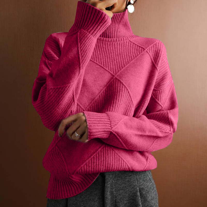 Kylie | Textured Turtleneck Knit Sweater
