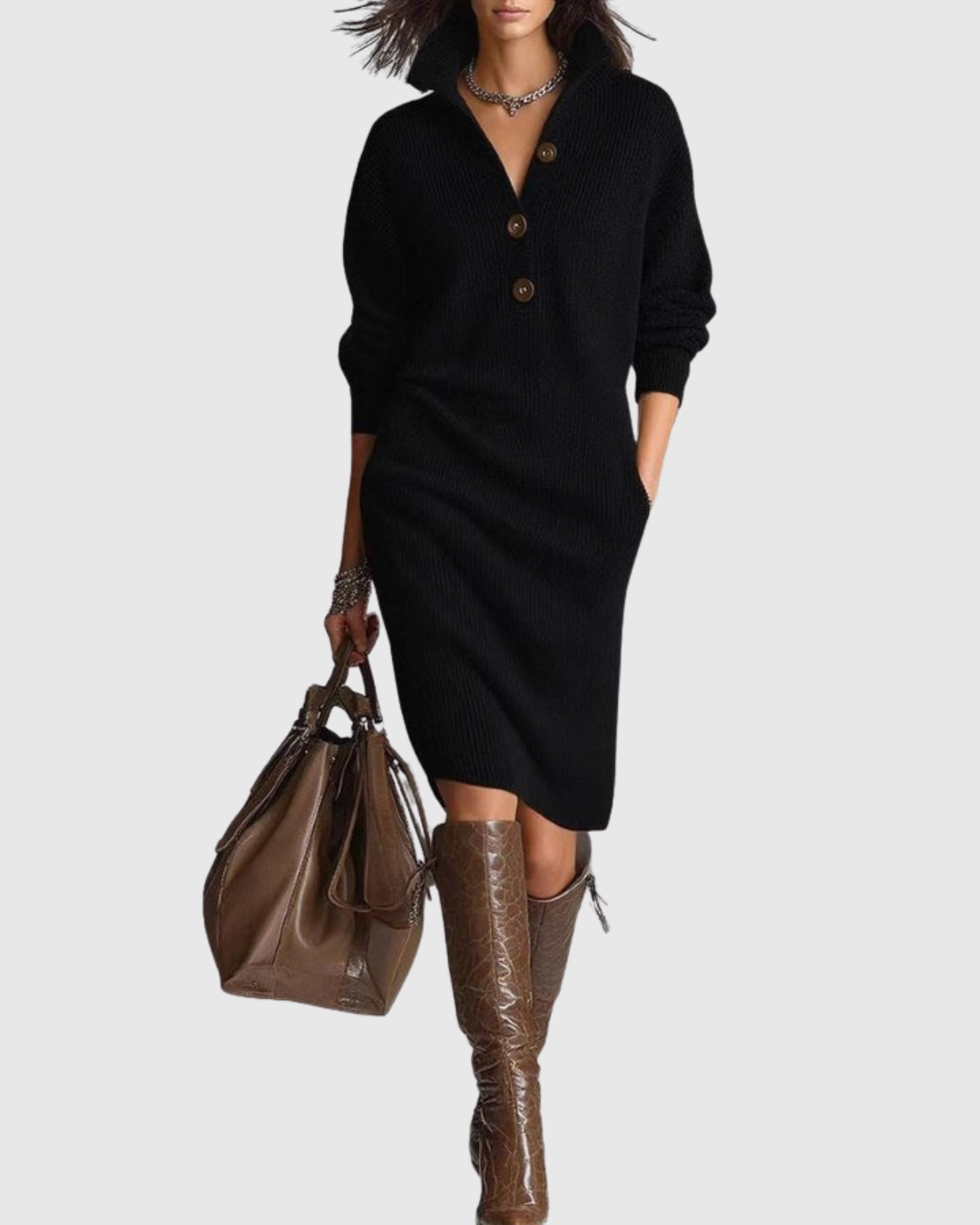 Arianell | Warm Knit Midi Dress, Elegant and Comfortable