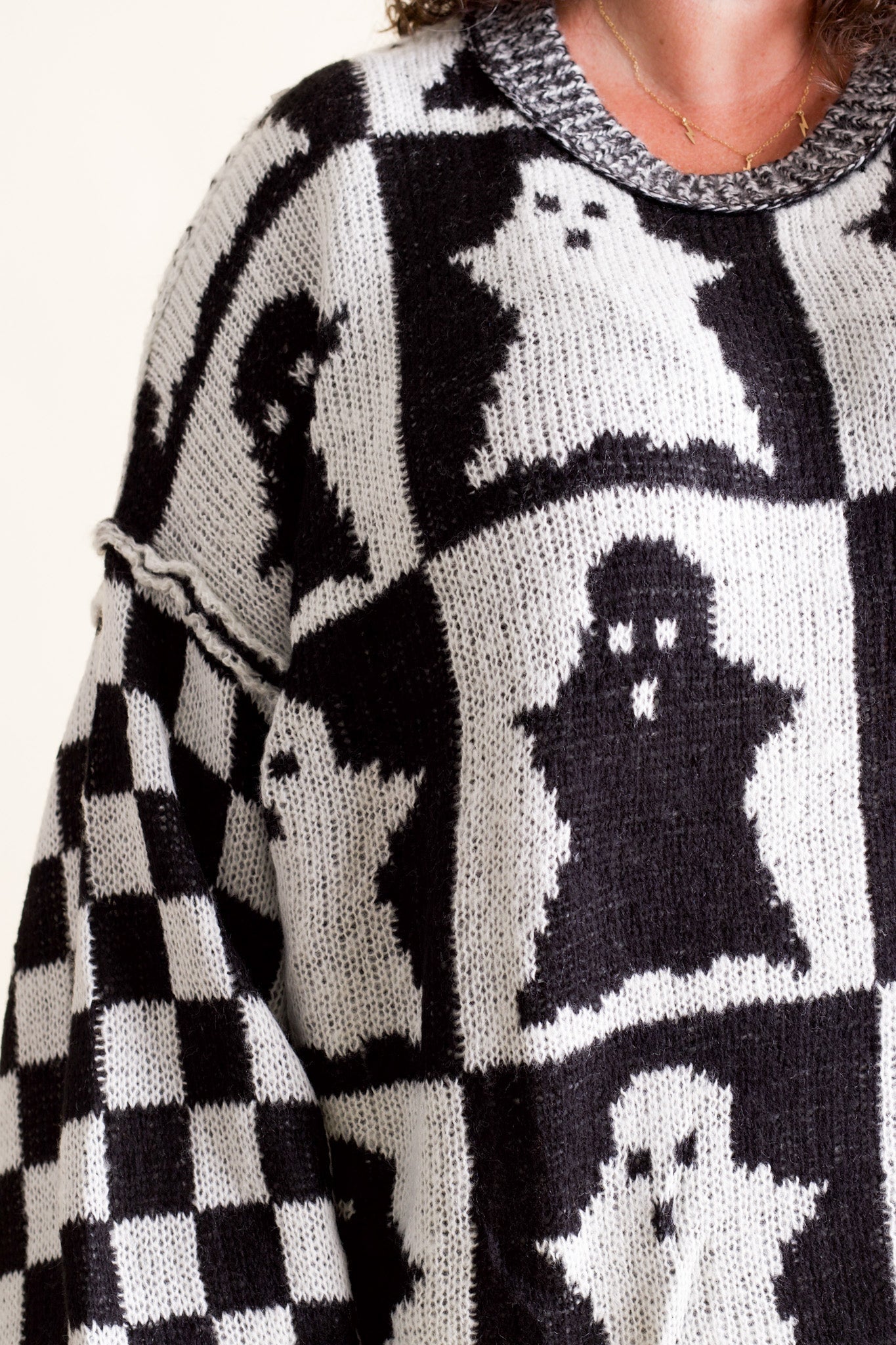 Spooky Season Checkered Sweater